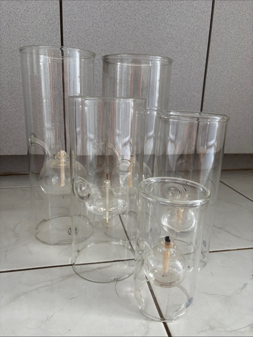 Clear Glass Wolfard Oil Lanterns - Set of 5